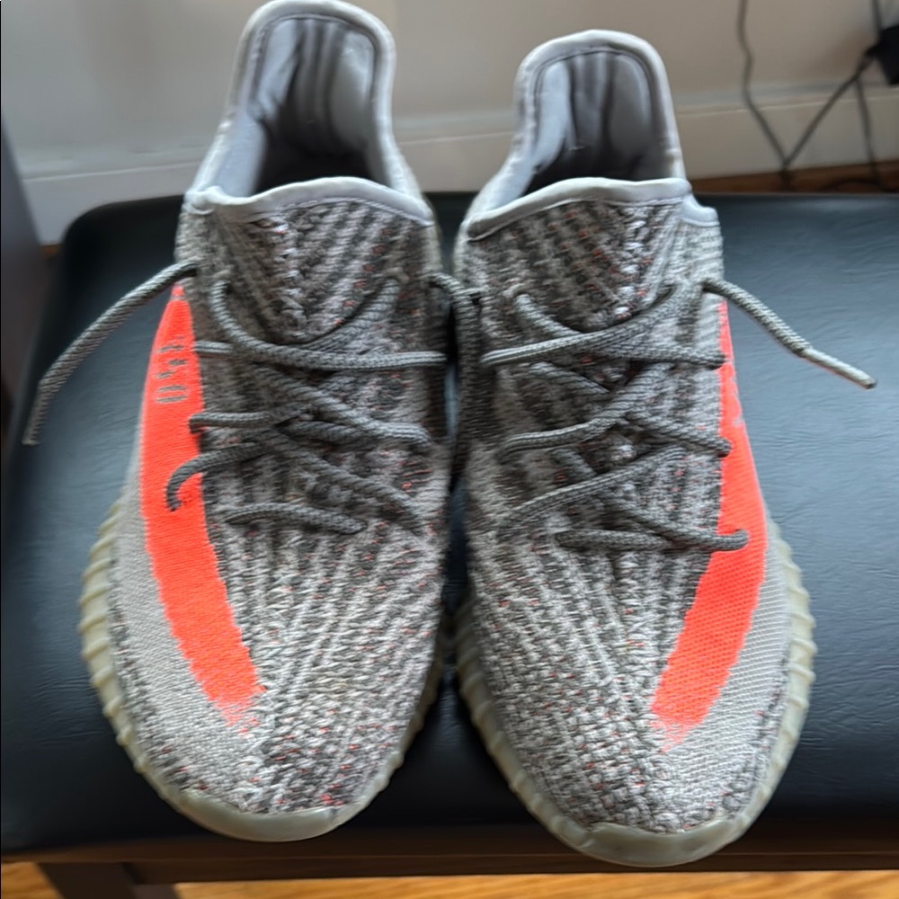 Gray and Orange Yeezy Boost Sneakers 350 Beluga